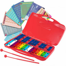 Load image into Gallery viewer, 25 Notes Kids Glockenspiel Chromatic Metal Xylophone-Red