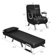 Load image into Gallery viewer, Folding 5 Position Convertible Sleeper Bed Armchair Lounge Couch w/Pillow-Black