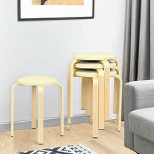 Load image into Gallery viewer, Set of 4 Bentwood Round Stool Stackable Dining Chair with Padded Seat-Beige