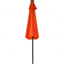 Load image into Gallery viewer, 9 Ft and 32 LED Lighted Solar Patio Market Umbrella Shelter with Tilt and Crank-Orange
