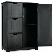 Load image into Gallery viewer, Bathroom Floor Cabinet Side Storage Cabinet with 3 Drawers and 1 Cupboard-Black