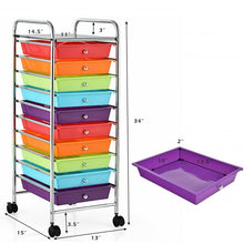 Load image into Gallery viewer, 10 Drawer Rolling Storage Cart Organizer-Multicolor