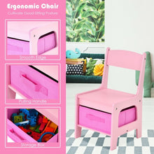 Load image into Gallery viewer, Kids Table Chairs Set With Storage Boxes Blackboard Whiteboard Drawing-Pink