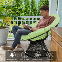Load image into Gallery viewer, Rattan Papasan Chair Ergonomic 360-degree Swivel Soft Cushion Garden-Green