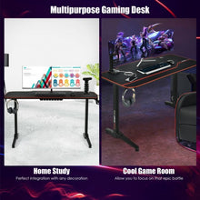 Load image into Gallery viewer, 55" T-Shaped Gaming Desk with Full Desk Mouse Pad and Gaming Handle Rack