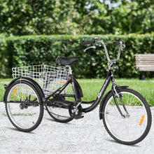 Load image into Gallery viewer, 24" Single Speed 3-wheel Bicycle Adult Tricycle Seat-Black