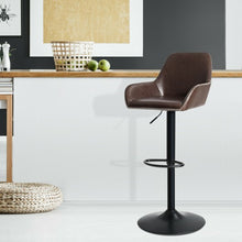 Load image into Gallery viewer, Retro Comfortable Adjustable Swivel Bar Stools with PU Leather Seat and Footrest