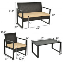 Load image into Gallery viewer, 4 Pcs Patio Rattan Furniture Set Cushioned Sofa Coffee Table Garden Deck