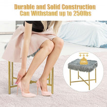 Load image into Gallery viewer, Faux Fur Ottoman Decorative Stool with Metal Legs