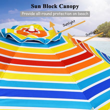 Load image into Gallery viewer, 7.2 FT Portable Outdoor Beach Umbrella with Sand Anchor and Tilt Mechanism for Poolside and Garden-Multicolor