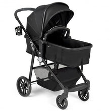 Load image into Gallery viewer, 2-in-1 Foldable Pushchair Newborn Infant Baby Stroller-Black