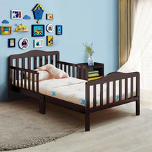 Load image into Gallery viewer, Classic Kids Wood Bed with Guardrails-Brown