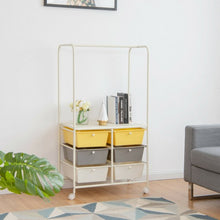 Load image into Gallery viewer, 6 Drawer Rolling Storage Cart with Hanging Bar -Yellow