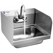 Load image into Gallery viewer, Stainless Steel Sink NSF Wall Mount Hand Washing Sink w/ Faucet and Side Splash