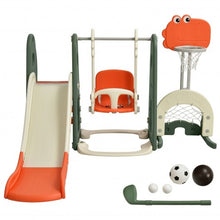 Load image into Gallery viewer, 6 in 1 Toddler Slide and Swing Set with Ball Games-Orange