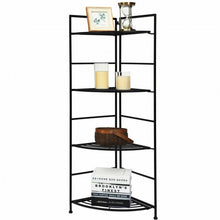 Load image into Gallery viewer, 4 Tier Folding Metal Shelf Plant Stand Storage Open Shelf Corner Display Rack