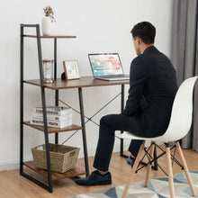 Load image into Gallery viewer, Computer Desk with Shelves Study Writing Desk Workstation Bookshelf-Brown
