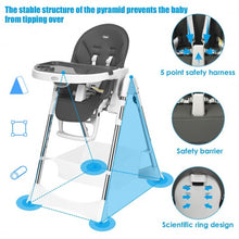 Load image into Gallery viewer, Foldable High Chair with Large Storage Basket -Gray