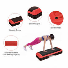 Load image into Gallery viewer, 43" Height Adjustable Fitness Aerobic Step with Risers-Red