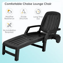 Load image into Gallery viewer, Adjustable Patio Sun Lounger with Weather Resistant Wheels-Black