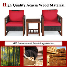 Load image into Gallery viewer, 3 Pcs Patio Wicker Furniture Sofa Set with Wooden Frame and Cushion-Red