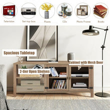Load image into Gallery viewer, Wooden TV Stand with 2 Metal Mesh Doors -Natural