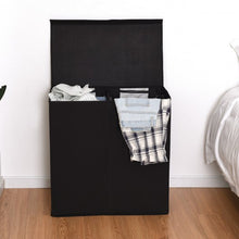Load image into Gallery viewer, Double Laundry Hamper Storage Collapsible Basket Cothes Organizer-Black