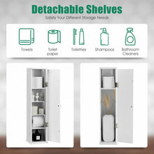 Load image into Gallery viewer, Free Standing Toilet Paper Holder with 4 Shelves and Top Slot for Bathroom-White