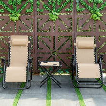 Load image into Gallery viewer, 3 pcs Folding Portable Zero Gravity Reclining Lounge Chairs Table-Beige