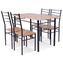Load image into Gallery viewer, 5 pcs Wood Metal Dining Table Set with 4 Chairs