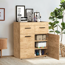 Load image into Gallery viewer, Free Standing Storage Cabinet Floor Cabinet with 2 Drawers Doors and Shelves