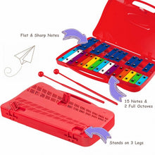 Load image into Gallery viewer, 25 Notes Kids Glockenspiel Chromatic Metal Xylophone-Red