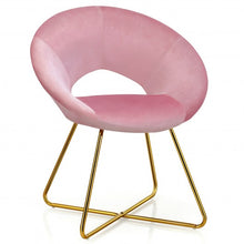 Load image into Gallery viewer, Modern Accent Velvet Dining Arm Chair w/ Golden Metal Legs and Soft Cushion-Pink