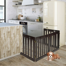 Load image into Gallery viewer, 24" Folding Wooden Freestanding Pet Gate Dog Gate with 360° Hinge -Espresso
