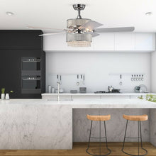 Load image into Gallery viewer, Modern Crystal Ceiling Chandelier Fan With Light Chrome Finished