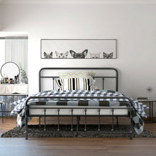 Load image into Gallery viewer, Full Size Metal Bed Frame with Steel Slats Headboard-Black