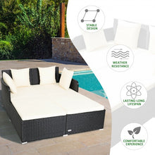 Load image into Gallery viewer, Outdoor Patio Rattan Daybed Thick Pillows Cushioned Sofa Furniture-White