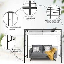 Load image into Gallery viewer, Metal Twin Loft Ladder Beds-Black