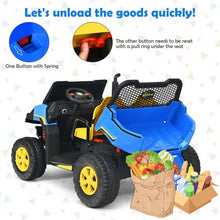 Load image into Gallery viewer, 12V Battery Powered Kids Ride On Dumpbed Truck RC-Blue