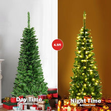 Load image into Gallery viewer, 4.5 ft Pre-Lit Hinged Artificial Fir Pencil Christmas Tree-Warm White