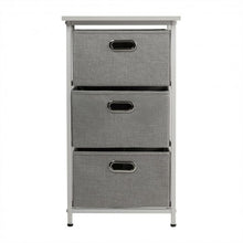 Load image into Gallery viewer, 3-Drawer Fabric Dresser Storage Tower Vertical Foldable Pull Bins-White