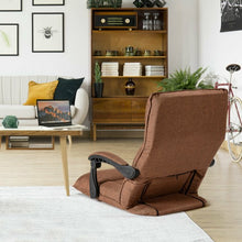 Load image into Gallery viewer, 14-Position Floor Chair Lazy Sofa with Adjustable Back Headrest Waist-Coffee