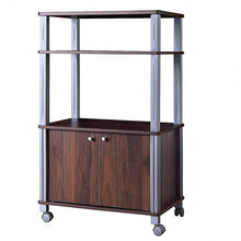 Load image into Gallery viewer, Microwave Rack Stand Rolling Storage Cart-Walnut