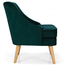 Load image into Gallery viewer, Velvet Upholstered Accent Chair with Rubber Wood Legs-Green