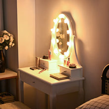 Load image into Gallery viewer, 3 Drawers Lighted Mirror Vanity Dressing Table Stool Set-White