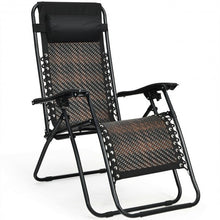 Load image into Gallery viewer, Folding Patio Rattan Zero Gravity Lounge Chair Recliner-Brown