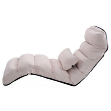 Load image into Gallery viewer, Folding Lazy Sofa Chair Stylish Sofa Couch Beds Lounge Chair W/Pillow-White