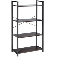 Load image into Gallery viewer, 4-Tier Rustic Bookshelf Industrial Bookcase Diaplay Shelf Storage Rack -Black