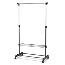 Load image into Gallery viewer, Rolling Clothes Hanger with Height Adjustable Shoe Rack