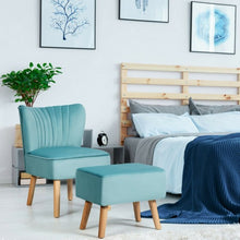 Load image into Gallery viewer, Leisure Chair and Ottoman Padded Velvet Tufted Sofa Set -Green